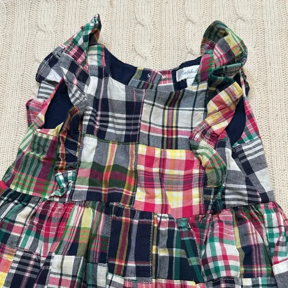 Polo Ralph Lauren Baby Girls Patchwork Madras Dress sz 6 months